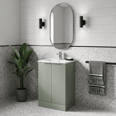 [BFFF823B] Tixall Floor Standing Vanity Basin Unit with 1 Tap Hole Minimalist Ceramic Basin, Choice of Size and Colour