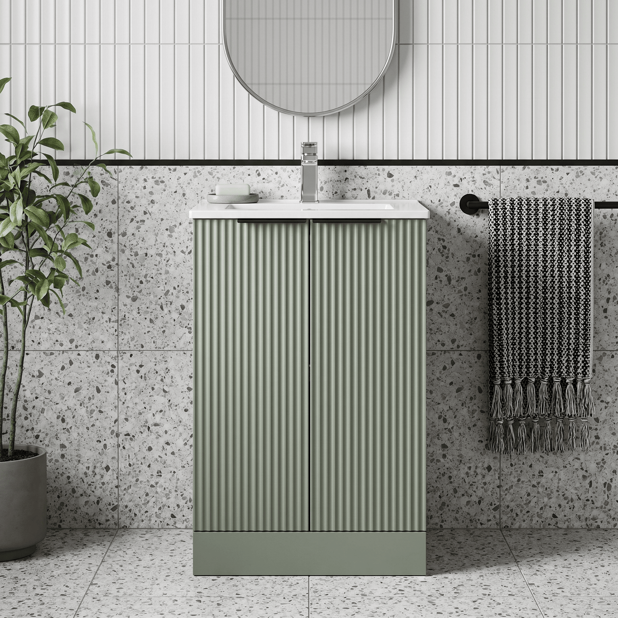 [BFFF823B] Tixall Floor Standing Vanity Basin Unit with 1 Tap Hole Minimalist Ceramic Basin, Choice of Size and Colour - Silo