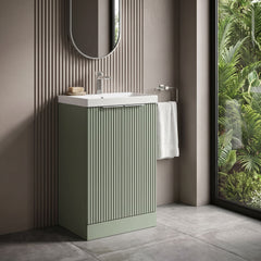 [BFFF823D] Tixall Floor Standing Vanity Basin Unit with 1 Tap Hole Thin-Edge Ceramic Basin, Choice of Size and Colour