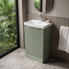 [BFFF823D] Tixall Floor Standing Vanity Basin Unit with 1 Tap Hole Thin-Edge Ceramic Basin, Choice of Size and Colour