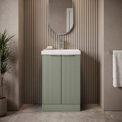 [BFFF823D] Tixall Floor Standing Vanity Basin Unit with 1 Tap Hole Thin-Edge Ceramic Basin, Choice of Size and Colour - Silo