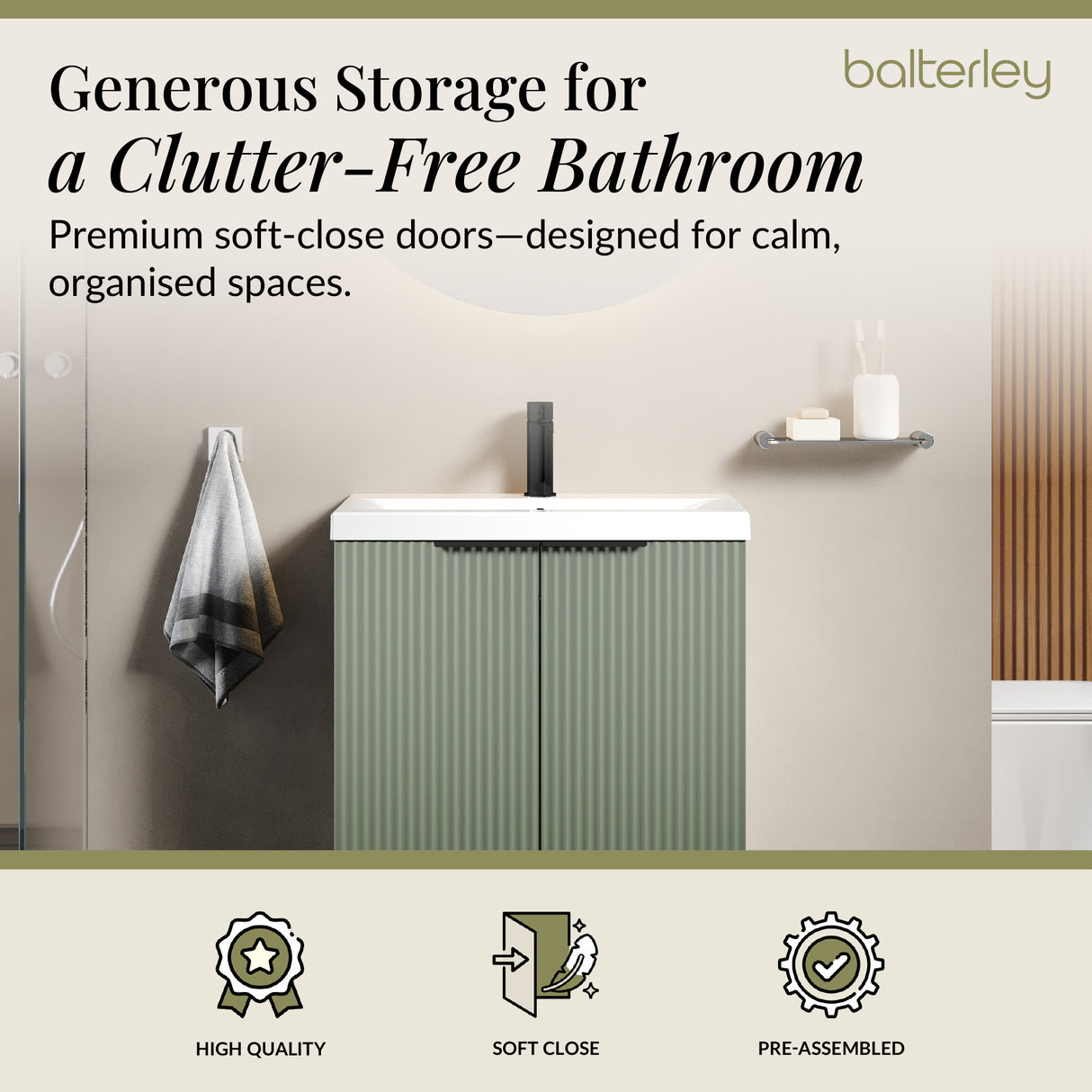 Fluted Front Floor Standing Vanity Basin Unit with Choice of Size, Colour and Handle Options