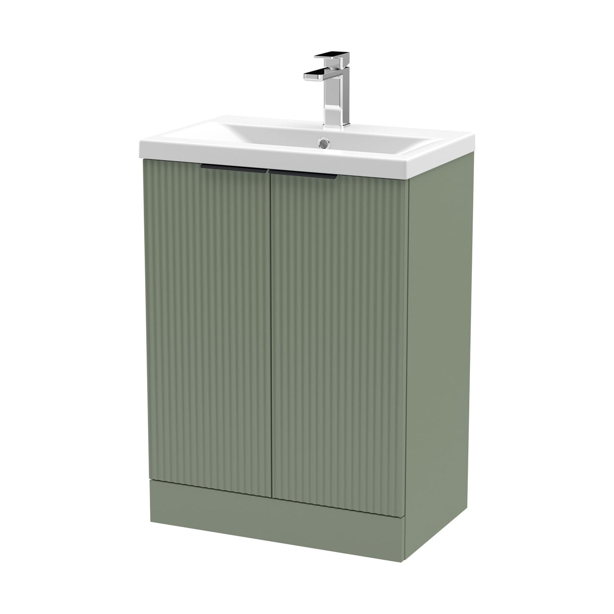 [BFFF825AH224] Tixall Fluted Front Floor Standing Vanity Basin Unit with Choice of Size, Colour and Handle Options - Cutout