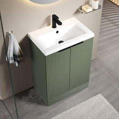 [BFFF825AH224] Tixall Fluted Front Floor Standing Vanity Basin Unit with Choice of Size, Colour and Handle Options - Lifestyle 2