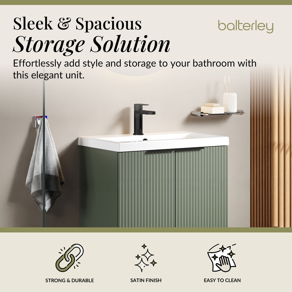 Fluted Front Floor Standing Vanity Basin Unit with Choice of Size, Colour and Handle Options