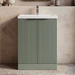 [BFFF825AH224] Tixall Fluted Front Floor Standing Vanity Basin Unit with Choice of Size, Colour and Handle Options - Silo