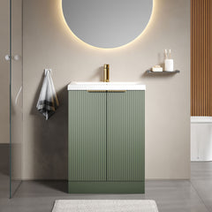[BFFF825AH324] Tixall Fluted Front Floor Standing Vanity Basin Unit with Choice of Size, Colour and Handle Options - Lifestyle 1