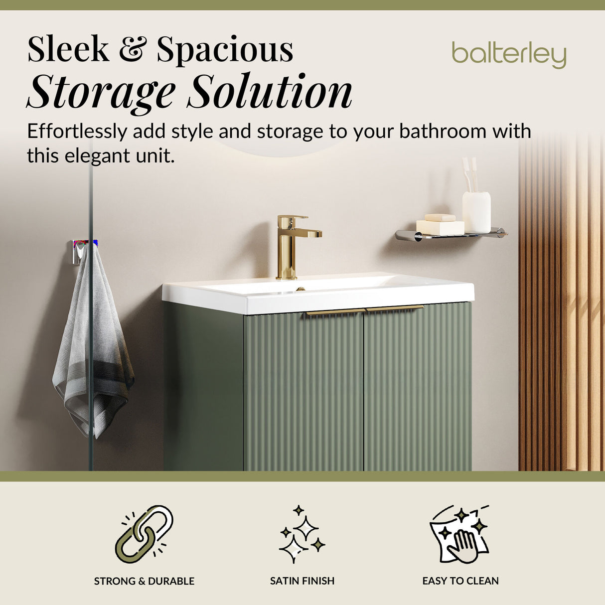 Fluted Front Floor Standing Vanity Basin Unit with Choice of Size, Colour and Handle Options