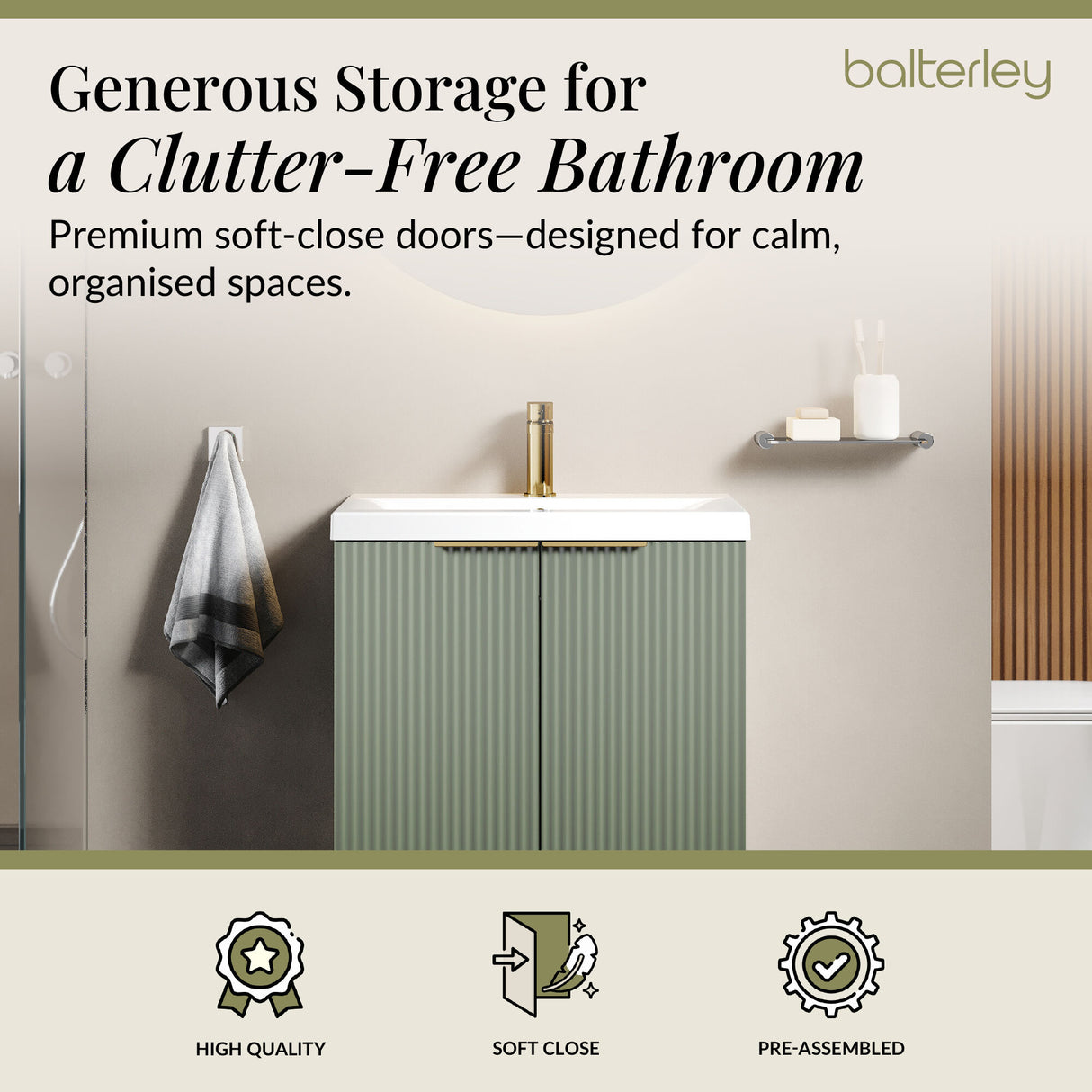 Fluted Front Floor Standing Vanity Basin Unit with Choice of Size, Colour and Handle Options