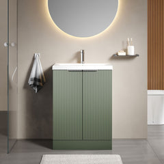 [BFFF825A] Tixall Fluted Front Floor Standing Vanity Basin Unit with Choice of Size, Colour and Handle Options - Lifestyle 1