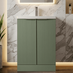 [BFFF825A] Tixall Fluted Front Floor Standing Vanity Basin Unit with Choice of Size, Colour and Handle Options - Studio Shot