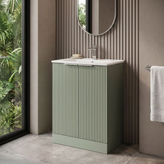[BFFF825B] Tixall Floor Standing Vanity Basin Unit with 1 Tap Hole Minimalist Ceramic Basin, Choice of Size and Colour