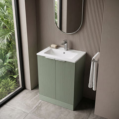 [BFFF825B] Tixall Floor Standing Vanity Basin Unit with 1 Tap Hole Minimalist Ceramic Basin, Choice of Size and Colour