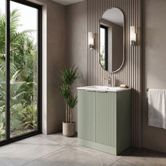 [BFFF825B] Tixall Floor Standing Vanity Basin Unit with 1 Tap Hole Minimalist Ceramic Basin, Choice of Size and Colour