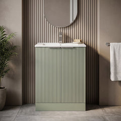 [BFFF825B] Tixall Floor Standing Vanity Basin Unit with 1 Tap Hole Minimalist Ceramic Basin, Choice of Size and Colour - Silo