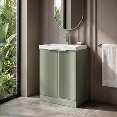 [BFFF825D] Tixall Floor Standing Vanity Basin Unit with 1 Tap Hole Thin-Edge Ceramic Basin, Choice of Size and Colour