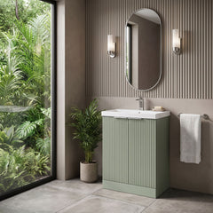 [BFFF825D] Tixall Floor Standing Vanity Basin Unit with 1 Tap Hole Thin-Edge Ceramic Basin, Choice of Size and Colour