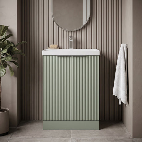 [BFFF825D] Tixall Floor Standing Vanity Basin Unit with 1 Tap Hole Thin-Edge Ceramic Basin, Choice of Size and Colour - Silo
