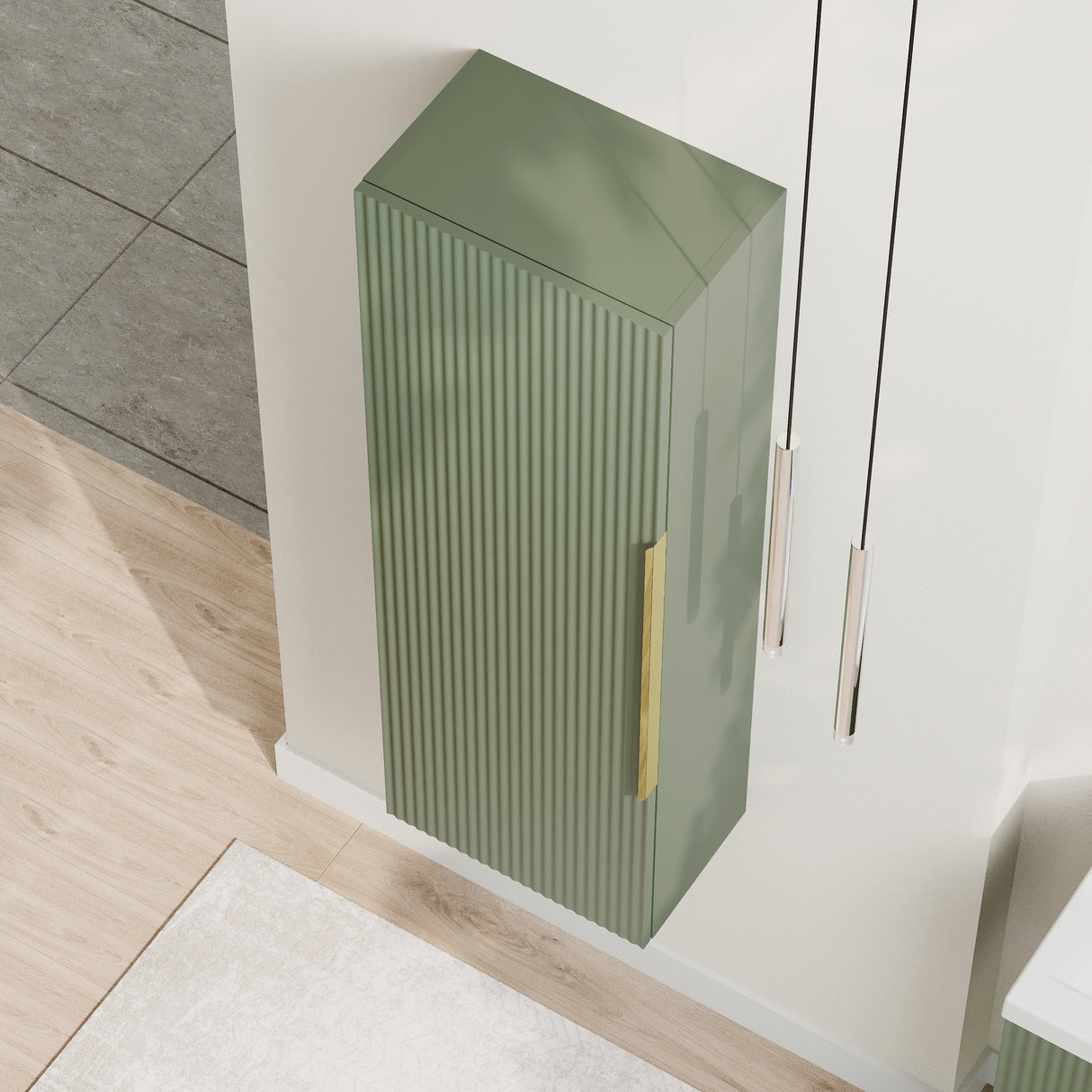 Fluted Tall Bathroom Unit, 400mm, Multiple Colours and Handle Options