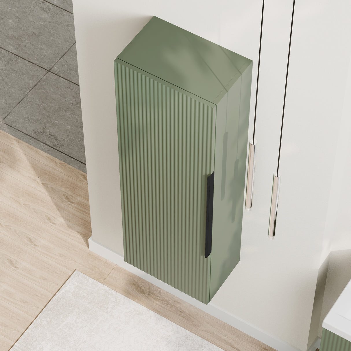 Fluted Tall Bathroom Unit, 400mm, Multiple Colours and Handle Options