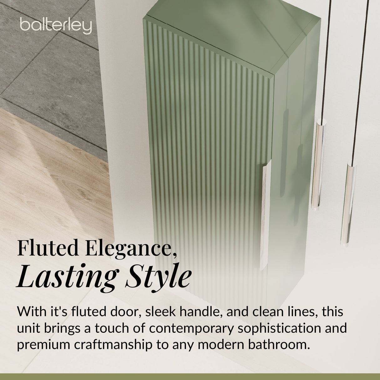 Fluted Tall Bathroom Unit, 400mm, Multiple Colours and Handle Options