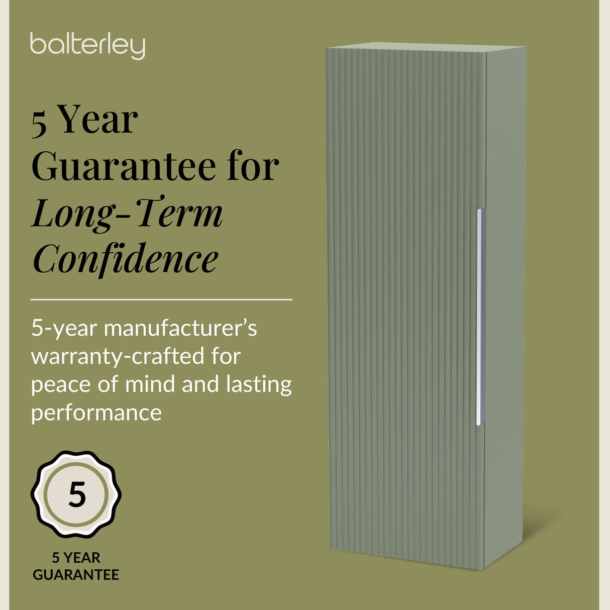 Fluted Tall Bathroom Unit, 400mm, Multiple Colours and Handle Options