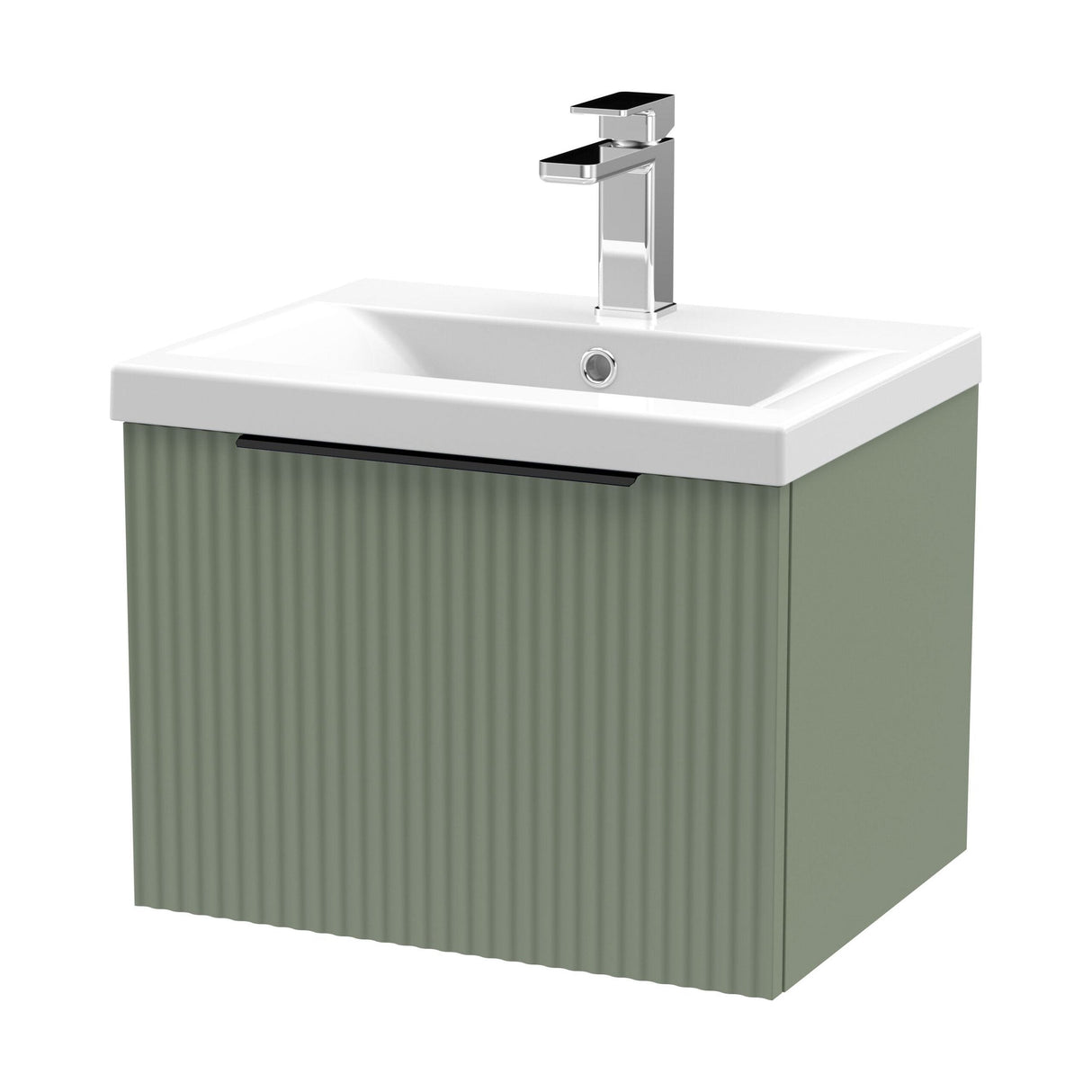 [BFFF891AH225] Tixall Fluted Front Wall Hung Vanity Basin Unit with Choice of Size, Colour and Handle Options - Cutout