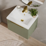 Fluted Front Wall Hung Vanity Basin Unit with Choice of Size, Colour and Handle Options