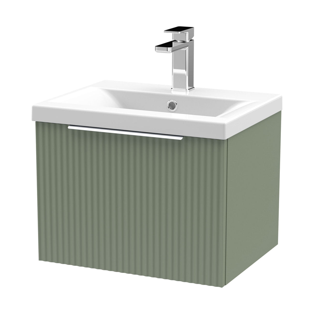 [BFFF891A] Tixall Fluted Front Wall Hung Vanity Basin Unit with Choice of Size, Colour and Handle Options - Cutout