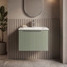 [BFFF891B] Tixall 1 Drawer Wall Hung Vanity Basin Unit with 1 Tap Hole Minimalist Ceramic Basin, Choice of Size and Colour - Silo