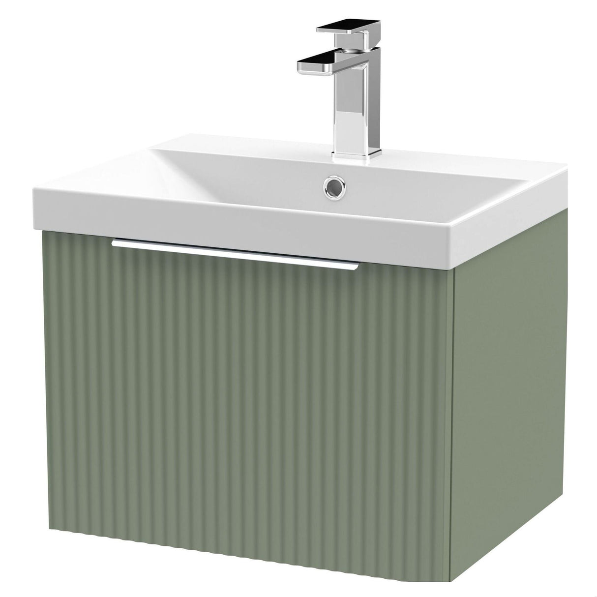 [BFFF891D] Tixall 1 Drawer Wall Hung Vanity Basin Unit with 1 Tap Hole Thin-Edge Ceramic Basin, Choice of Size and Colour - Cutout