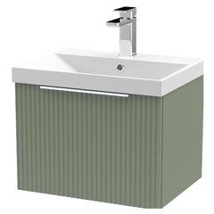 [BFFF891D] Tixall 1 Drawer Wall Hung Vanity Basin Unit with 1 Tap Hole Thin-Edge Ceramic Basin, Choice of Size and Colour - Cutout