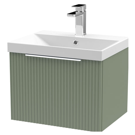 [BFFF891D] Tixall 1 Drawer Wall Hung Vanity Basin Unit with 1 Tap Hole Thin-Edge Ceramic Basin, Choice of Size and Colour - Cutout