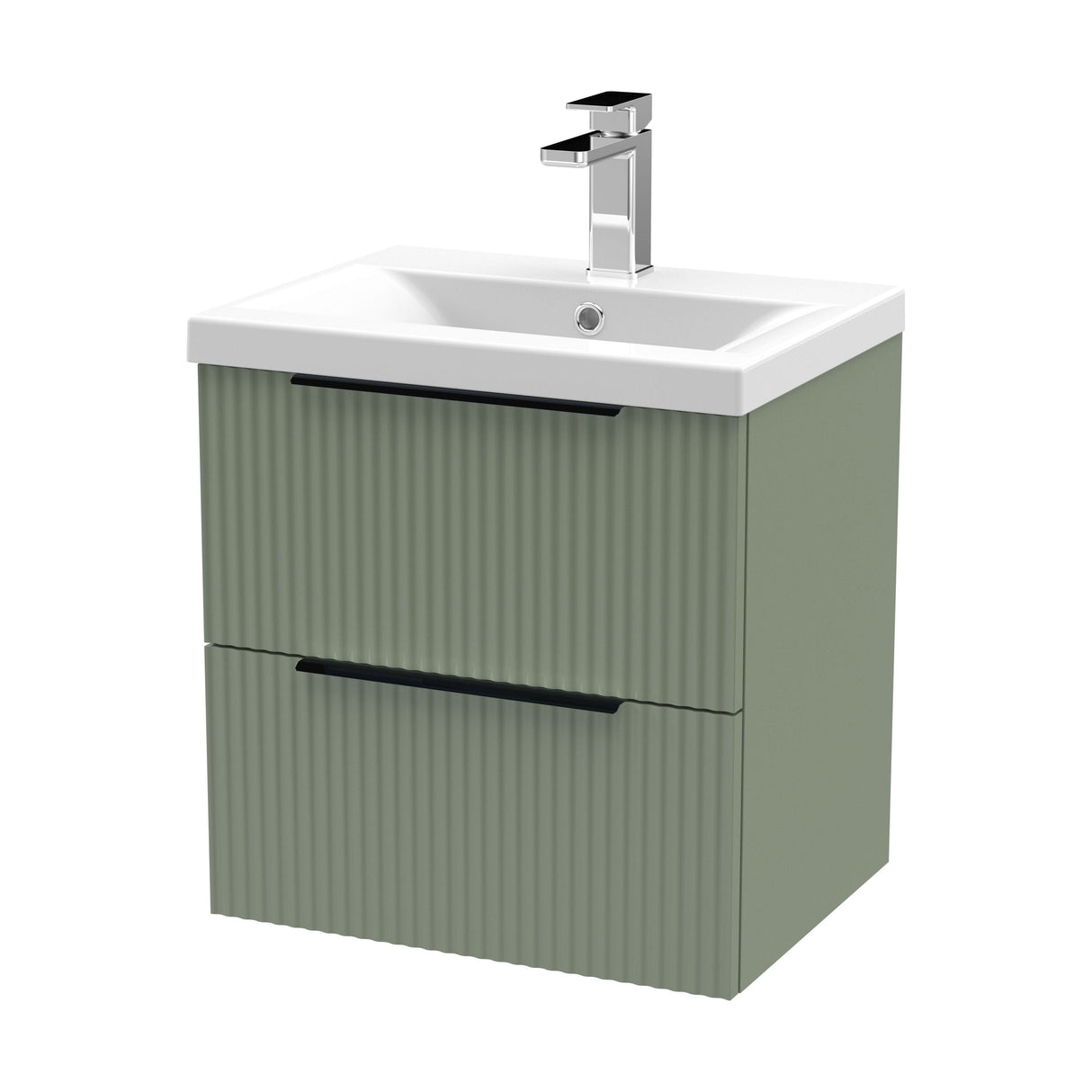 [BFFF892AH225] Tixall Fluted Front Wall Hung Vanity Basin Unit with Choice of Size, Colour and Handle Options - Cutout