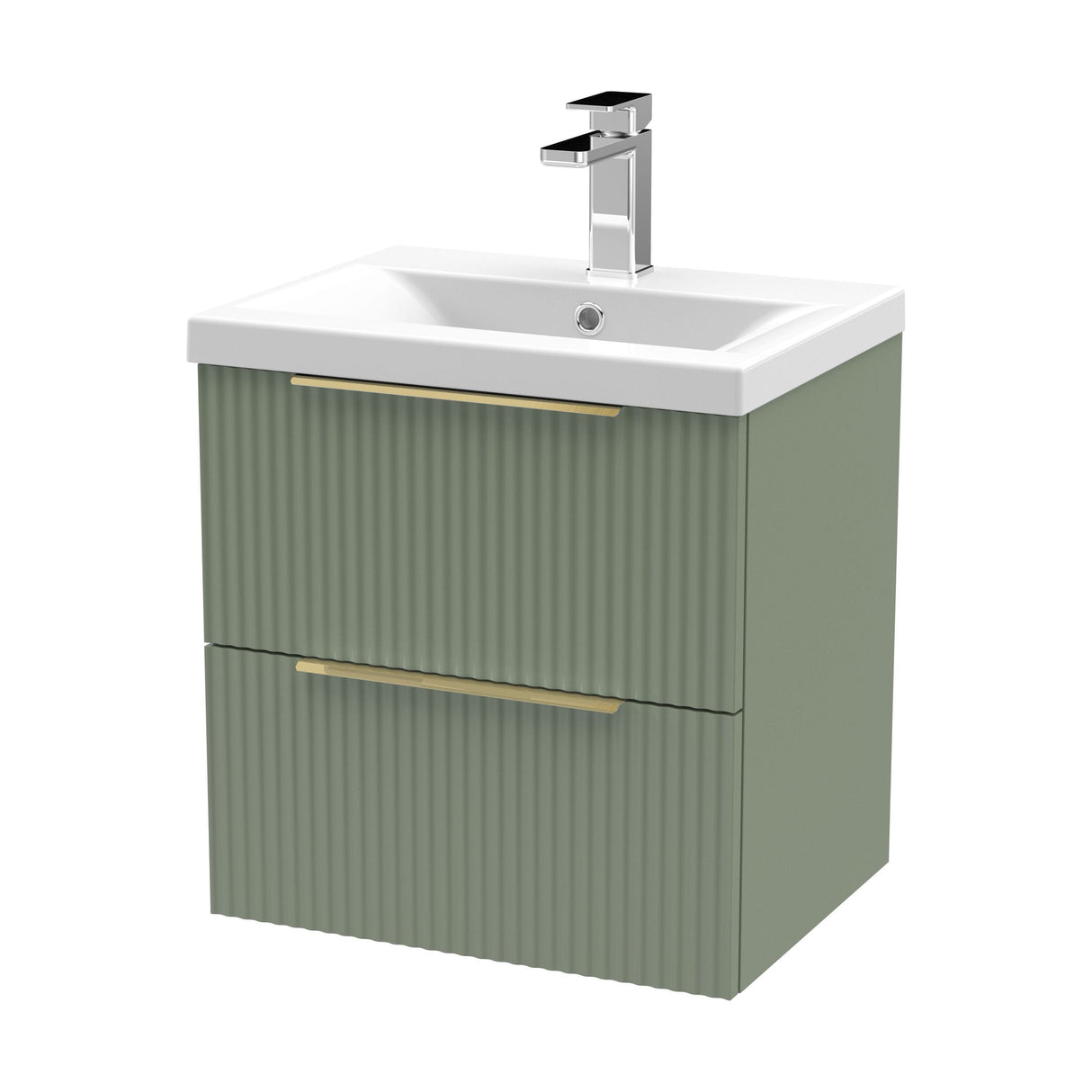 [BFFF892AH325] Tixall Fluted Front Wall Hung Vanity Basin Unit with Choice of Size, Colour and Handle Options - Cutout