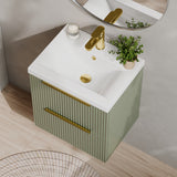 Fluted Front Wall Hung Vanity Basin Unit with Choice of Size, Colour and Handle Options