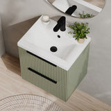 Fluted Front Wall Hung Vanity Basin Unit with Choice of Size, Colour and Handle Options