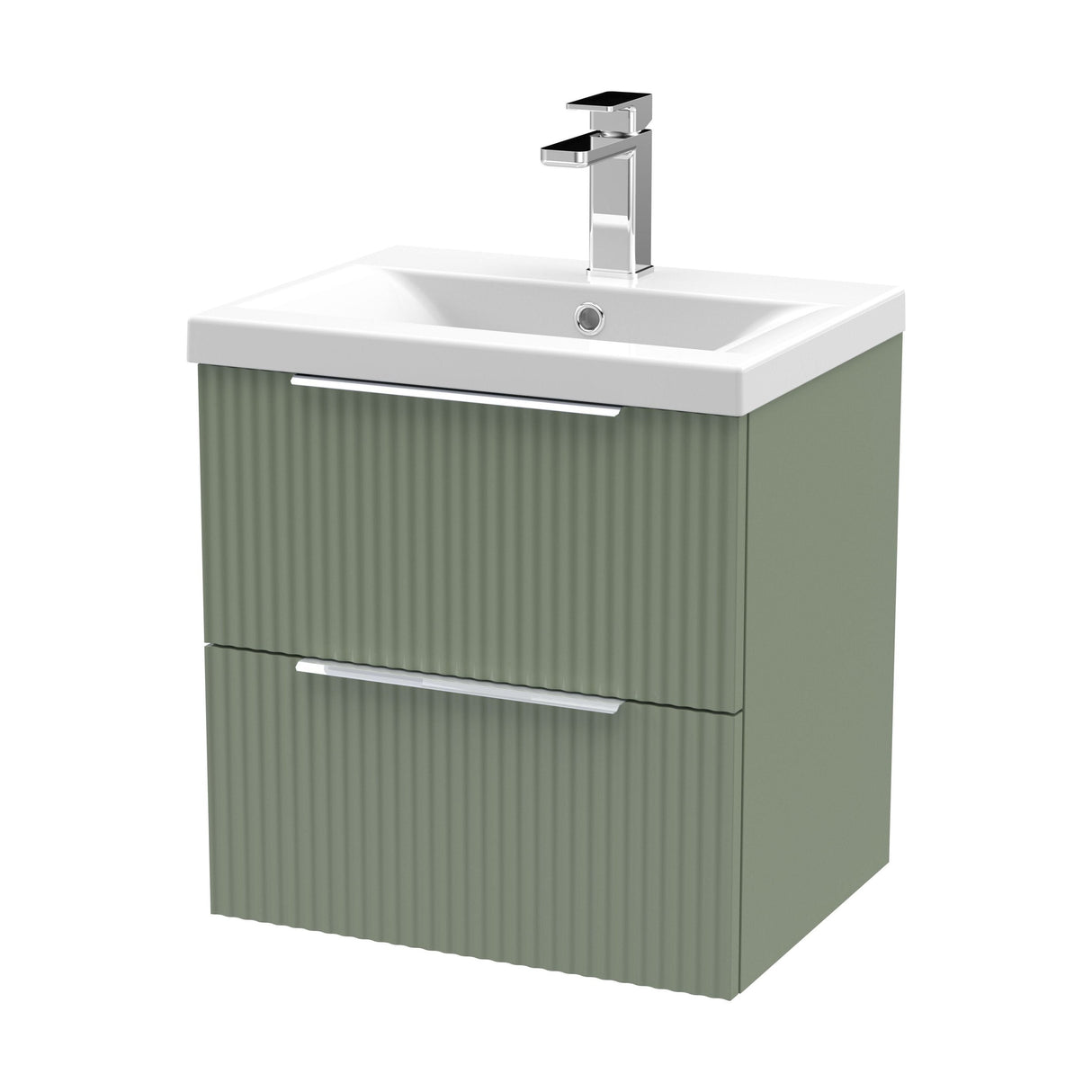 [BFFF892A] Tixall Fluted Front Wall Hung Vanity Basin Unit with Choice of Size, Colour and Handle Options - Cutout