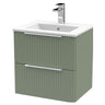 [BFFF892B] Tixall Fluted 2 Drawer Wall Hung Vanity Unit with Minimalist Basin - Choice of Size and Colour - Cutout