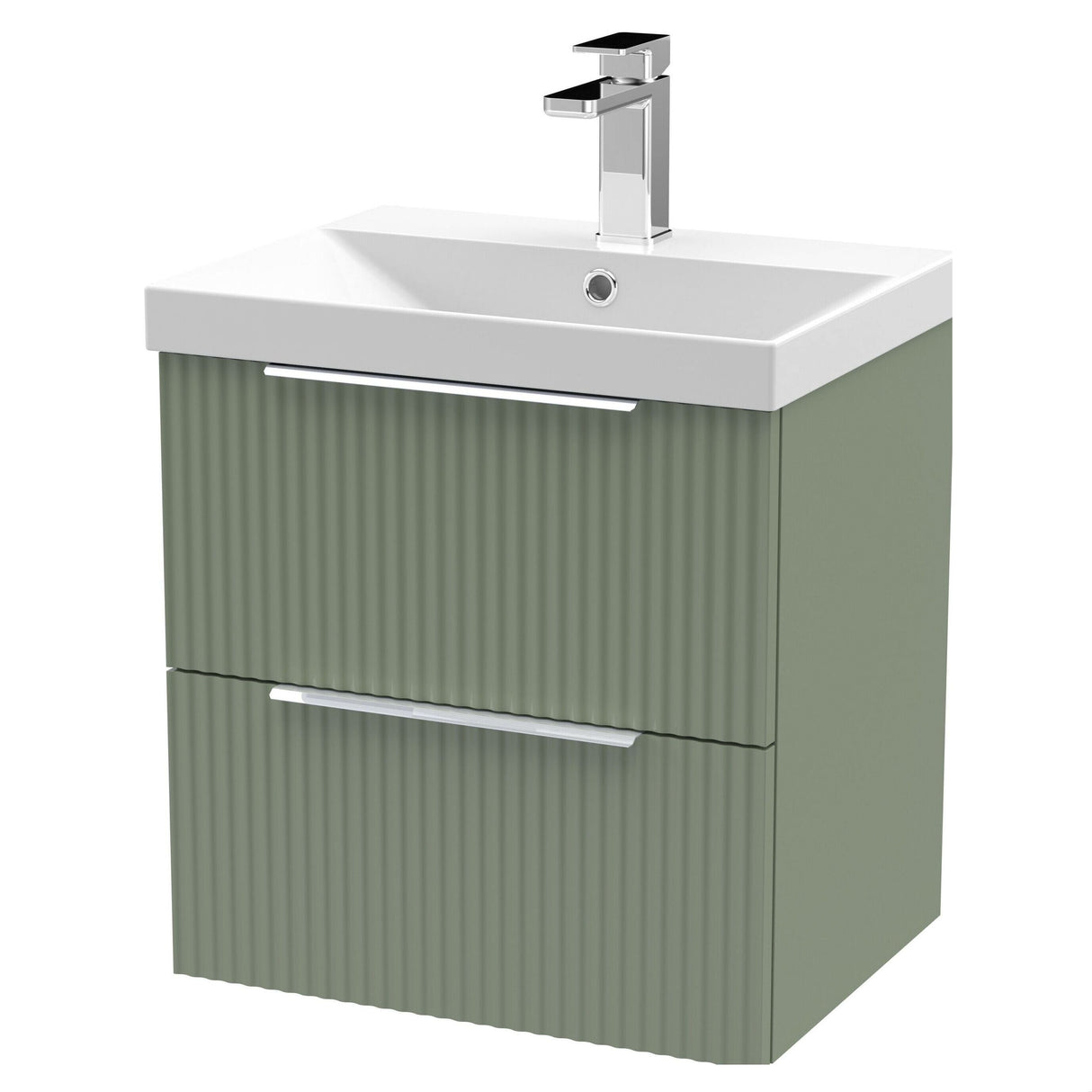 [BFFF892D] Tixall Fluted 2 Drawer Wall Hung Vanity Unit with Thin Edge Basin - Choice of Size and Colour - Cutout