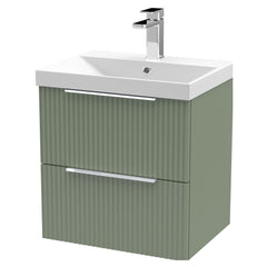 [BFFF892D] Tixall Fluted 2 Drawer Wall Hung Vanity Unit with Thin Edge Basin - Choice of Size and Colour - Cutout