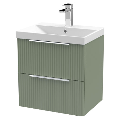[BFFF892D] Tixall Fluted 2 Drawer Wall Hung Vanity Unit with Thin Edge Basin - Choice of Size and Colour - Cutout