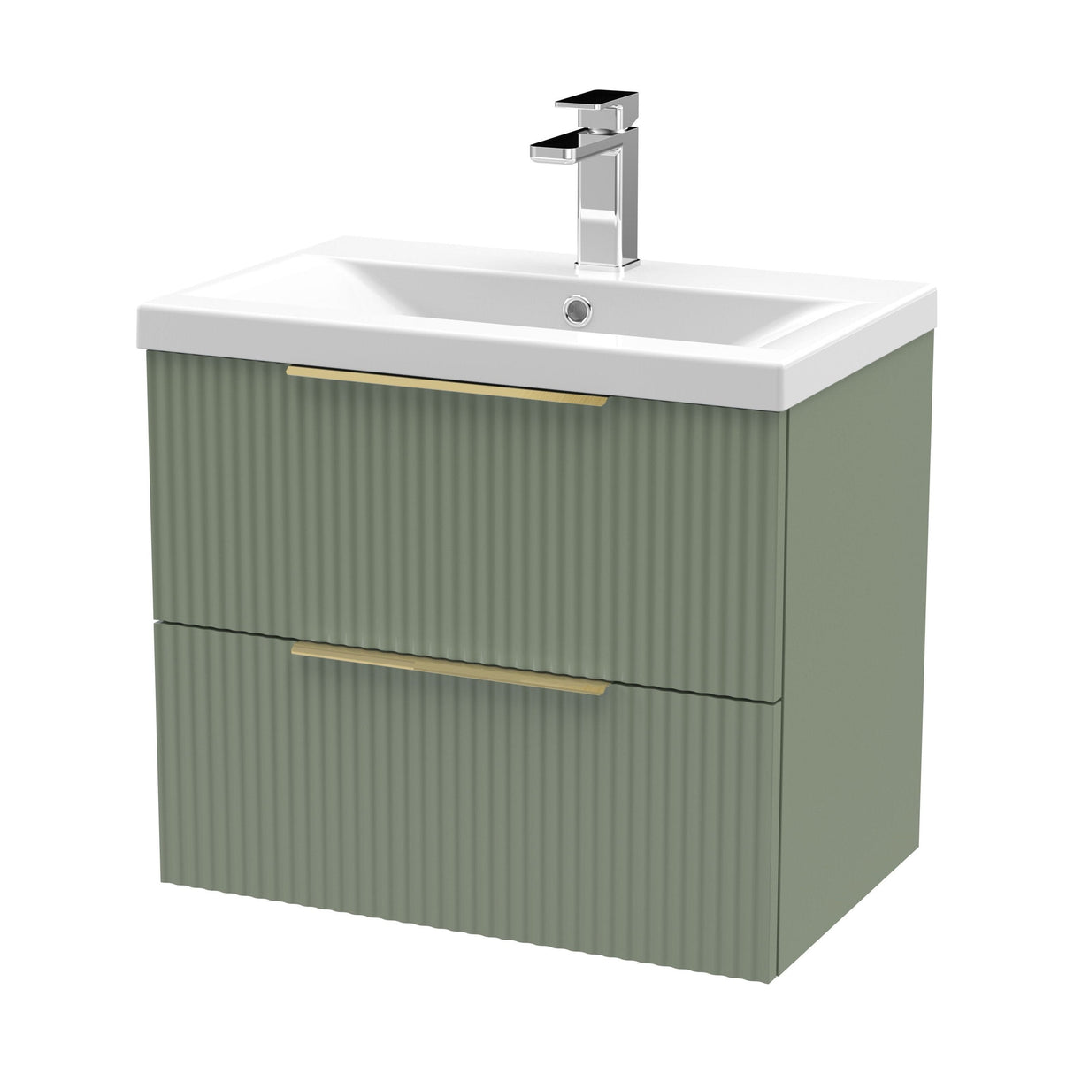 [BFFF893AH325] Tixall Fluted Front Wall Hung Vanity Basin Unit with Choice of Size, Colour and Handle Options - Cutout