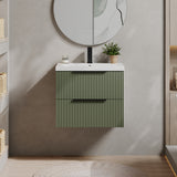 Fluted Front Wall Hung Vanity Basin Unit with Choice of Size, Colour and Handle Options