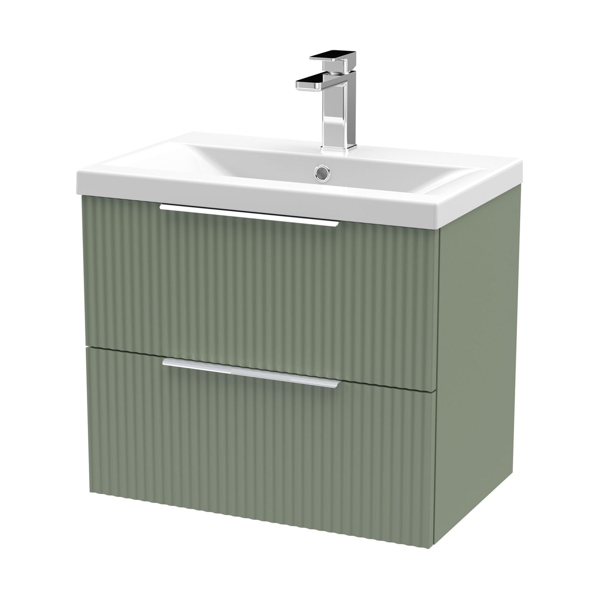 [BFFF893A] Tixall Fluted Front Wall Hung Vanity Basin Unit with Choice of Size, Colour and Handle Options - Cutout