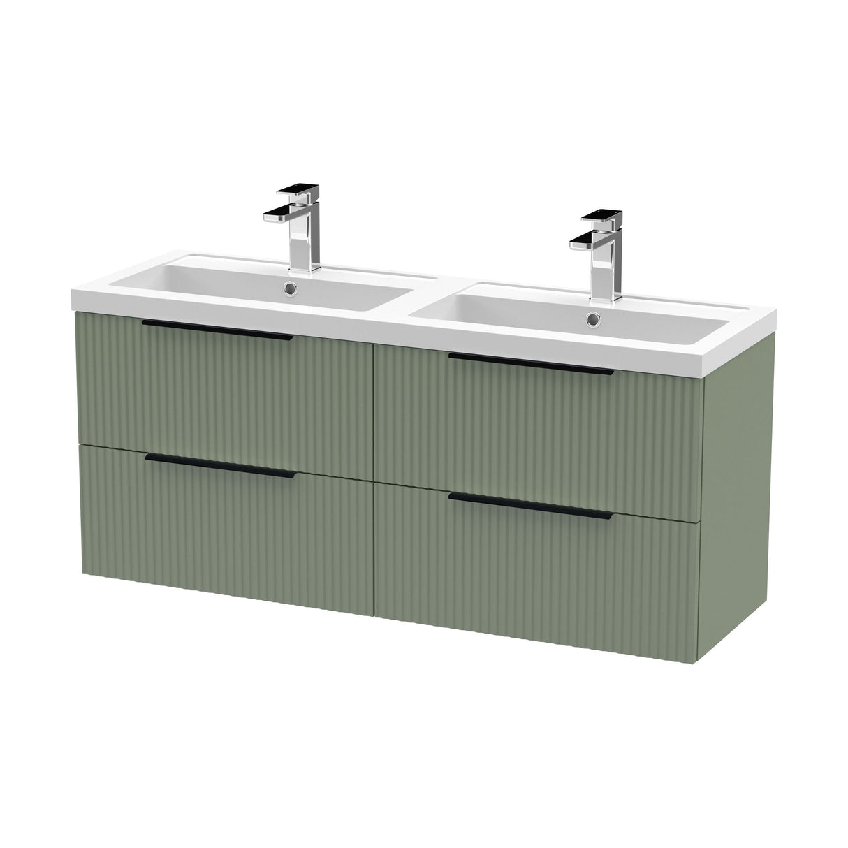 [BFFF893CH225] Tixall Fluted Front Wall Hung Vanity Basin Unit with Choice of Size, Colour and Handle Options - Cutout