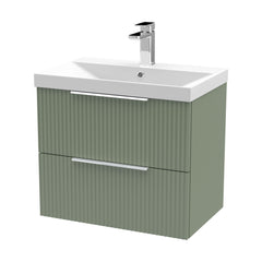 [BFFF893D] Tixall Fluted 2 Drawer Wall Hung Vanity Unit with Thin Edge Basin - Choice of Size and Colour - Cutout