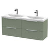 [BFFF893F] Tixall Fluted 4 Drawer Wall Hung Vanity Unit with Double Basin - Choice of Colour - Cutout