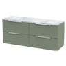 [BFFF893LBG2] Tixall Fluted 4 Drawer Wall Hung Vanity Unit with Bellato Grey Laminate Worktop - Choice of Colour - Cutout