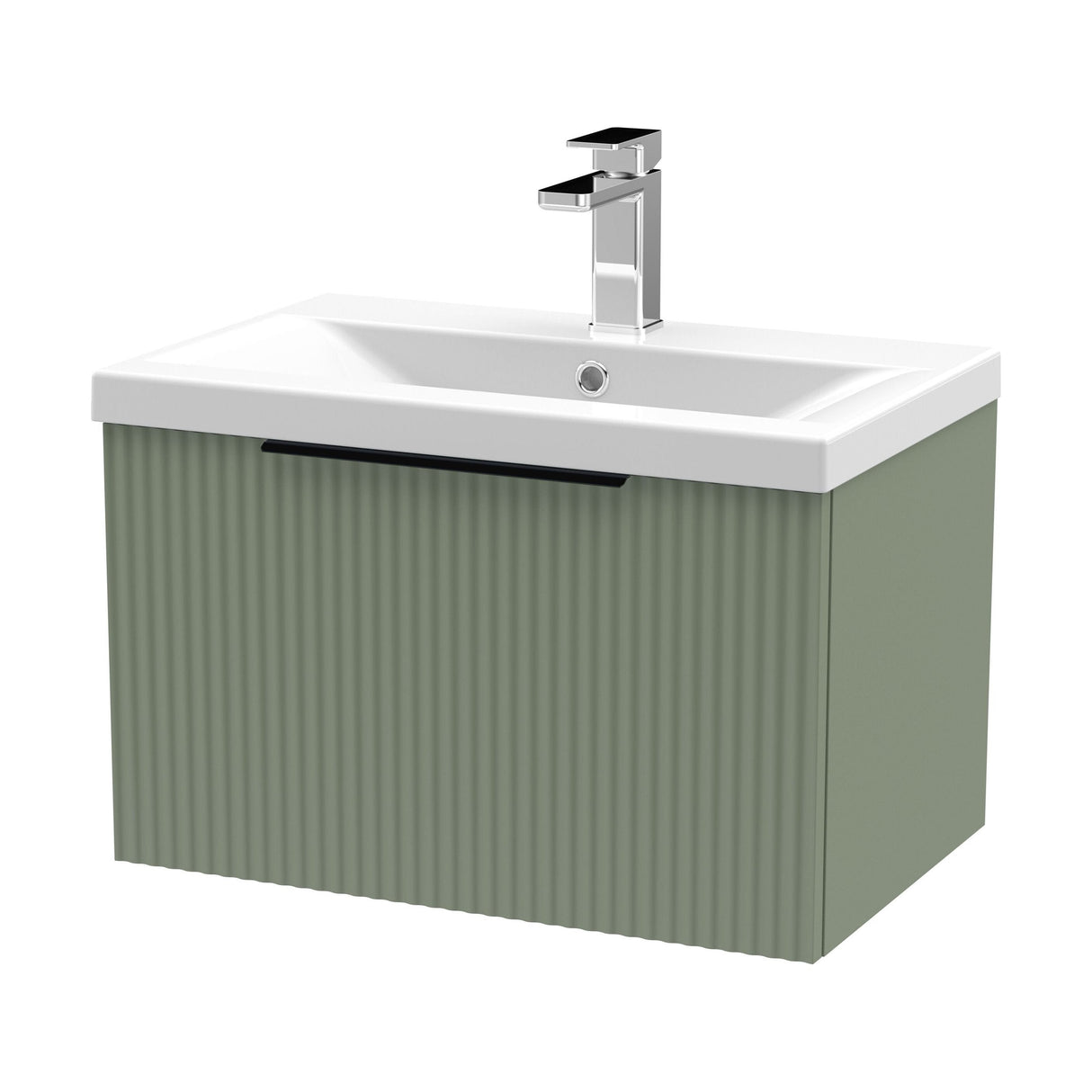 [BFFF894AH225] Tixall Fluted Front Wall Hung Vanity Basin Unit with Choice of Size, Colour and Handle Options - Cutout